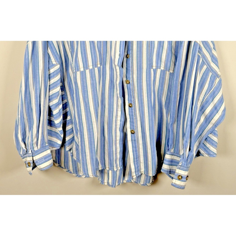 Carly Jean Los Angeles Women's Blue & White Stripe Button‎ Down Small Beachy - Picture 3 of 10